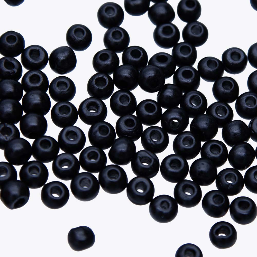 6BN109: Bone Smooth Round Black 6mm Avg 100 Pieces