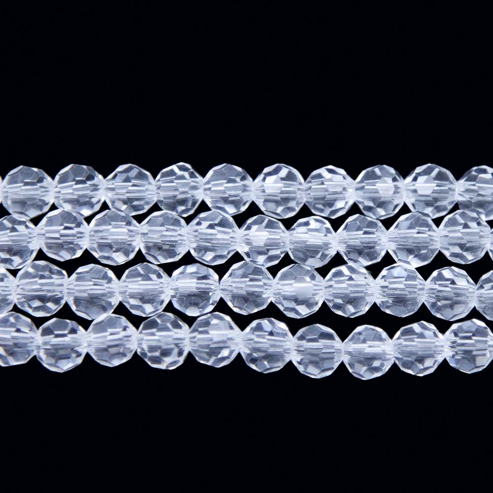 6CG212: 6mm Glass Faceted Round Beads 15.5"