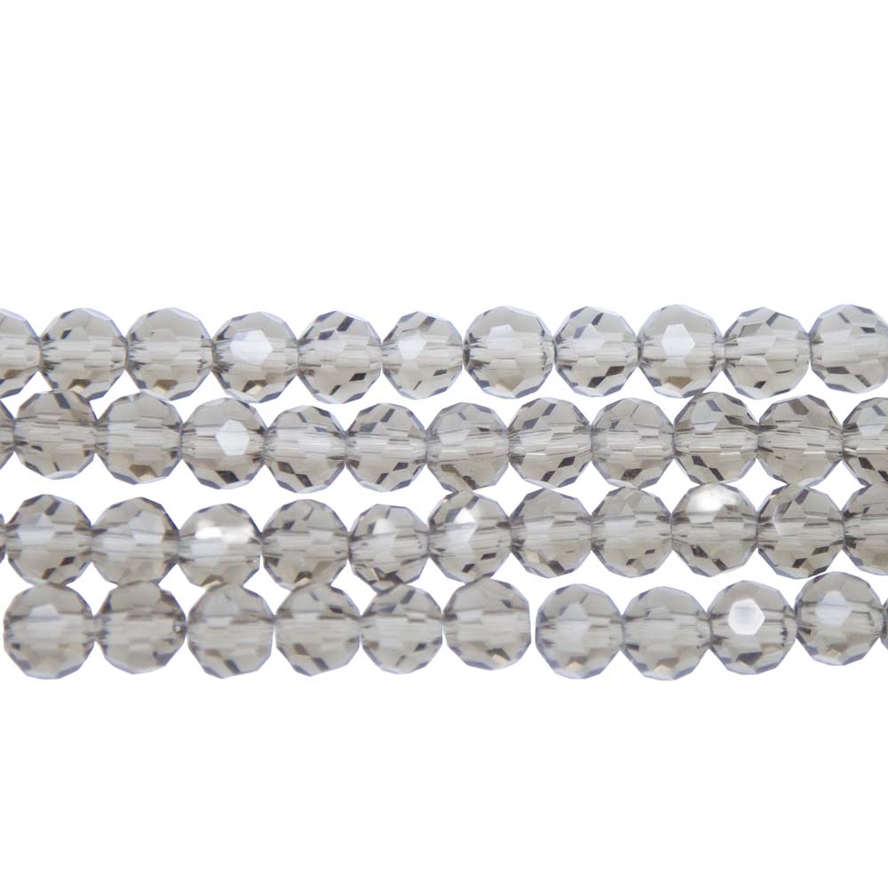 6CG257: 6mm Smoky Glass Faceted Round