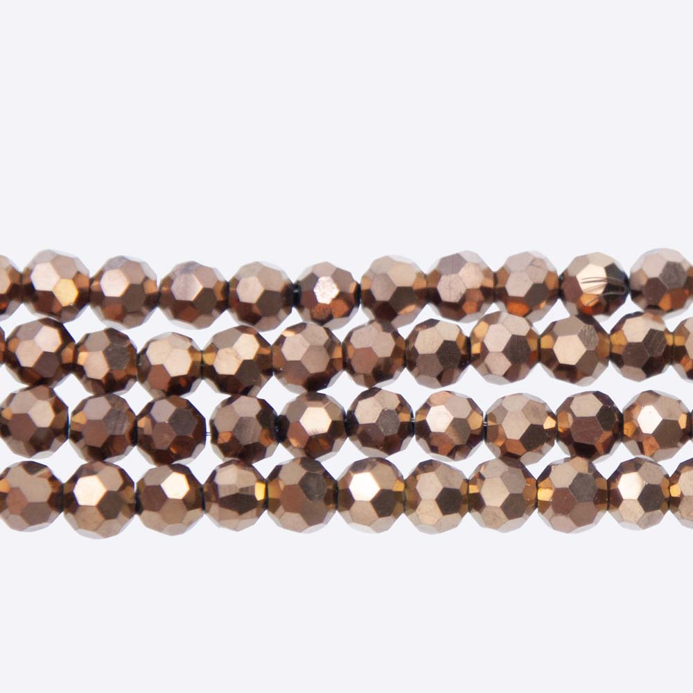 6CG853: 6mm Metallic Gold Glass Faceted Round