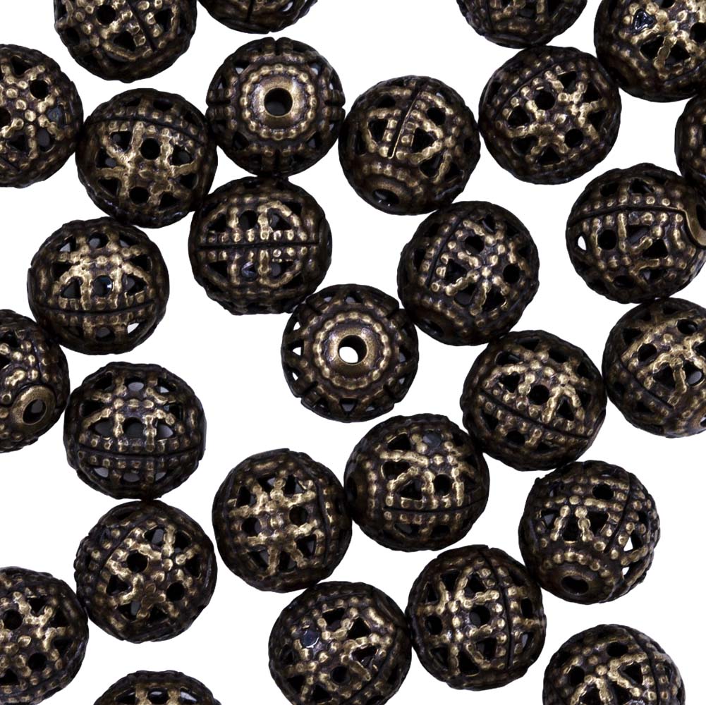 6ME801-AG: Metal Filigree Round 6mm Ant Gold -50PC