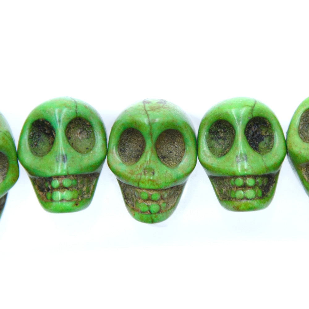 6ST50-G: 14x10mm Green Magnesite Skull Beads 15.5"