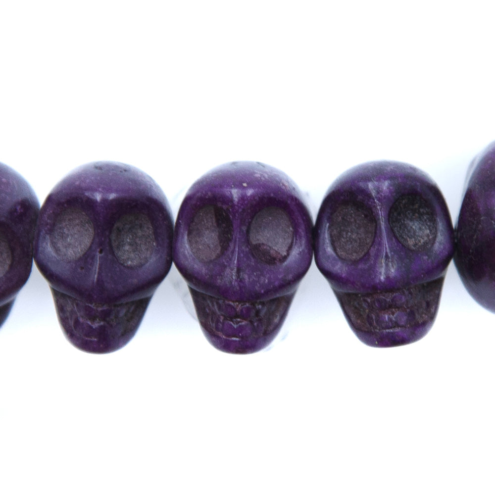 6ST50-PR: 14x10mm Purple Magnesite Skull Beads 15.5"