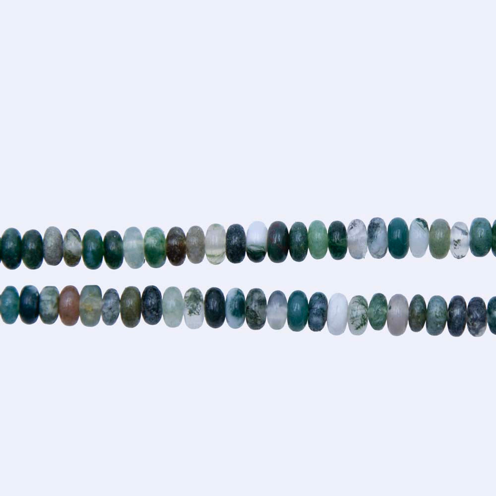 70ST452: 4mm Moss Agate Rondelle Beads 15.5"