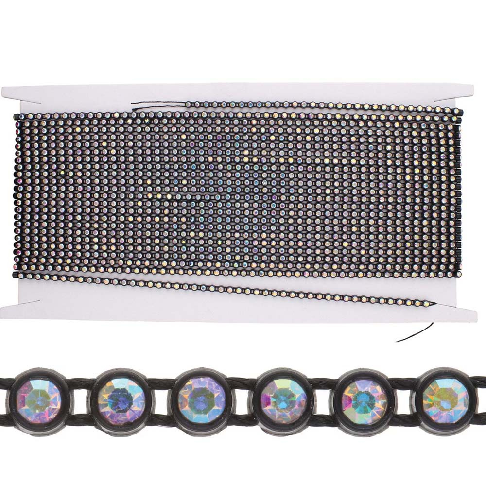 73RH512-BK: PL Rhinestone Banding SS8 Cry AB Black - 10MTR
