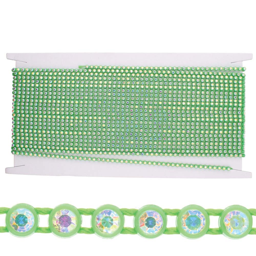 73RH512-GR: PL Rhinestone Banding ss8 Cry AB GREEN - 10MTR