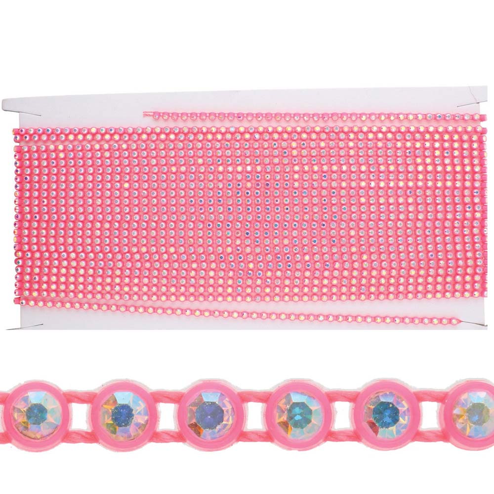 73RH512-HP: PL Rhinestone Banding ss8 Cry AB HOT PINK - 10MTR