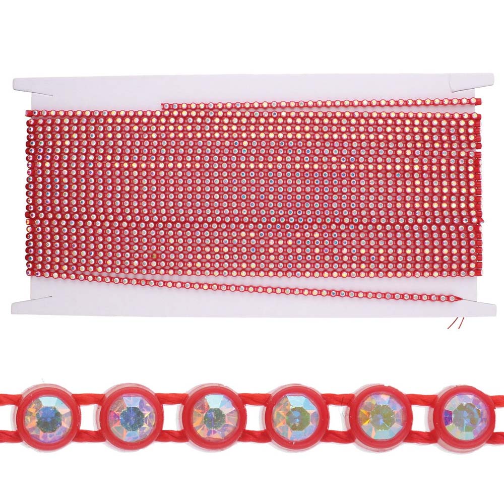 73RH512-RD: PL Rhinestone Banding ss8 Cry AB RED - 10MTR