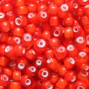 7SV7701: Antique Venetian Seed Bead White Heart Burnt Orange #1 7/0 - 250 Grams