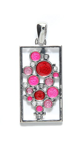 ME4908: PNDNT Circles Red/Pink/Cry Enamel 32x17mm 1 Piece