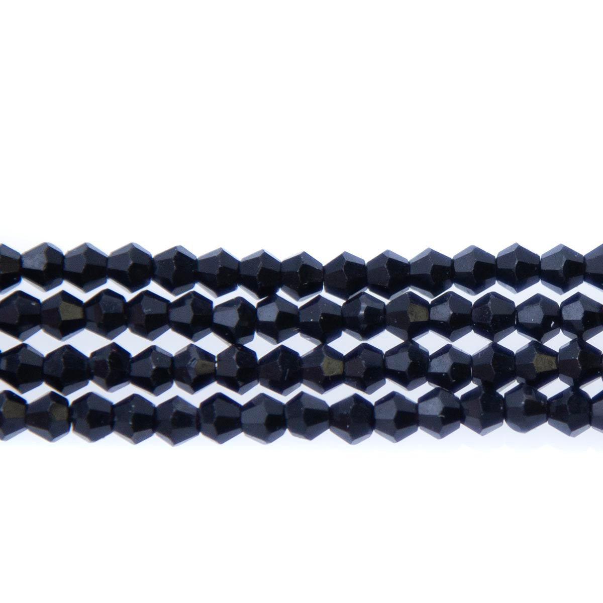 84CG109: 4mm Jet Black Glass Faceted Bicone