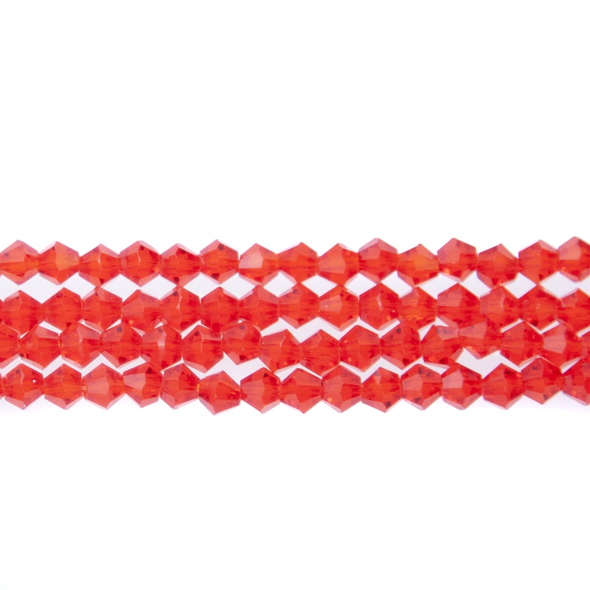 84CG243: 4mm Red Glass Faceted Bicone