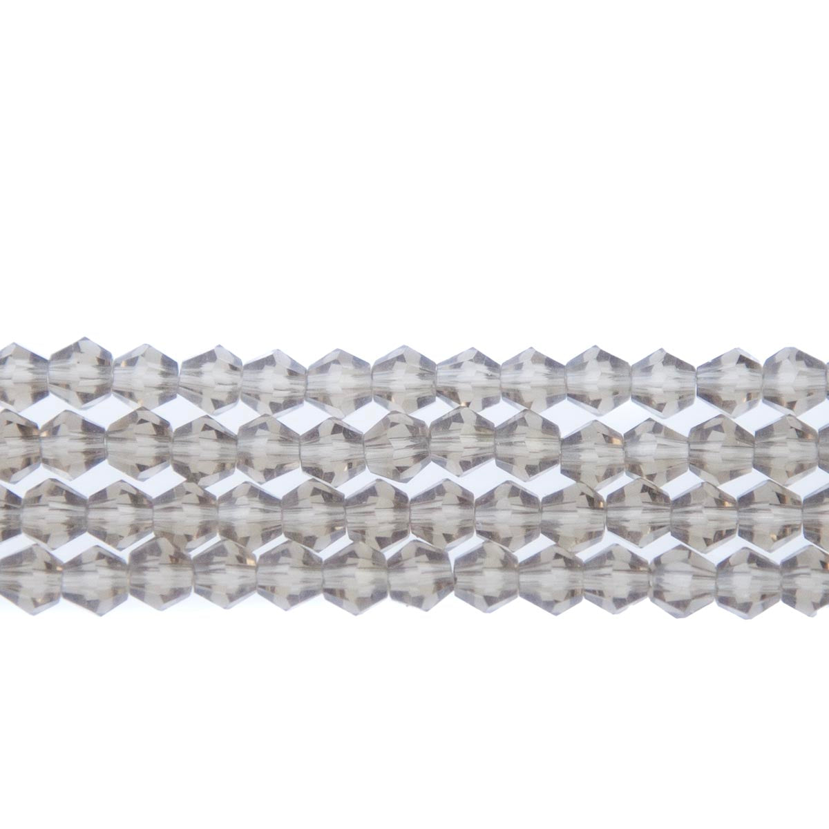 84CG257: 4mm Smoky Glass Faceted Bicone