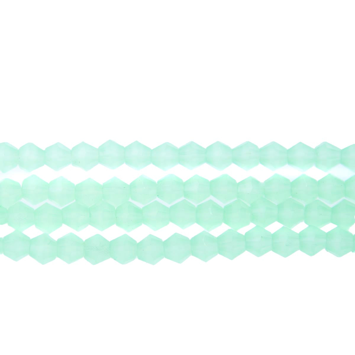 84CG280: 4mm Green Opal Glass Faceted Bicone