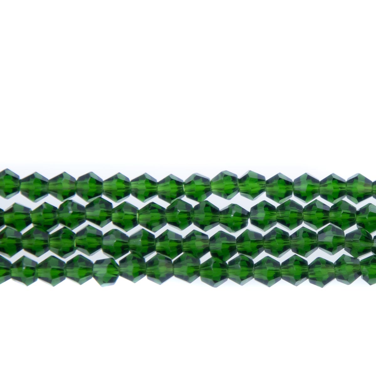 84CG286: 4mm Emerald Glass Faceted Bicone