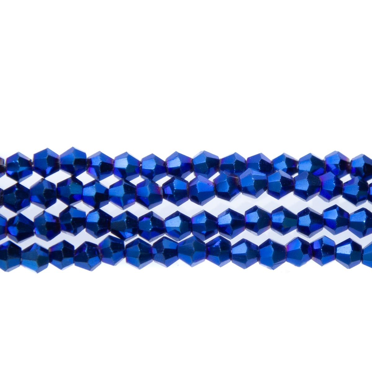 84CG879: 4mm Metallic Blue Glass Faceted Bicone