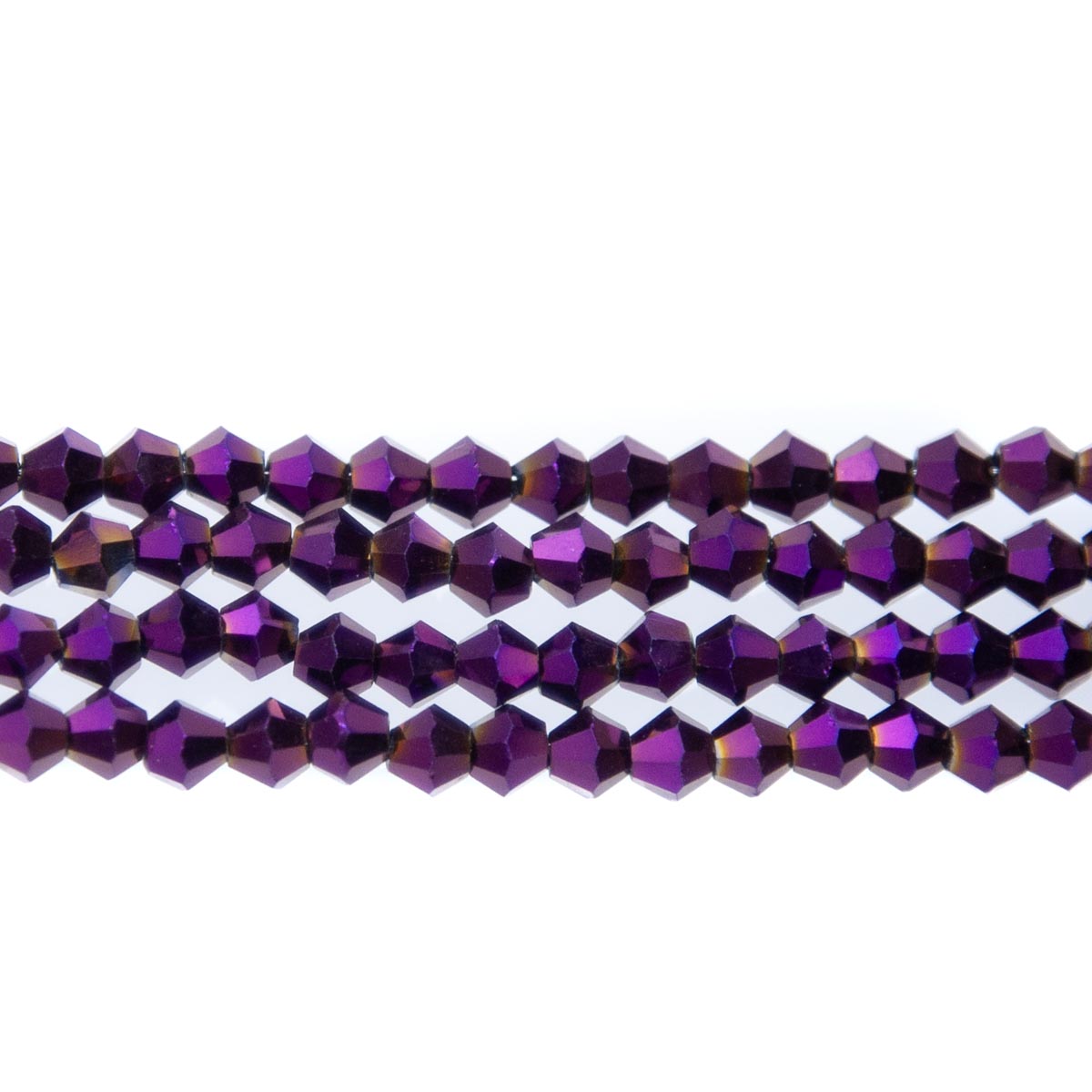 84CG899: 4mm Metallic Purple Glass Faceted Bicone