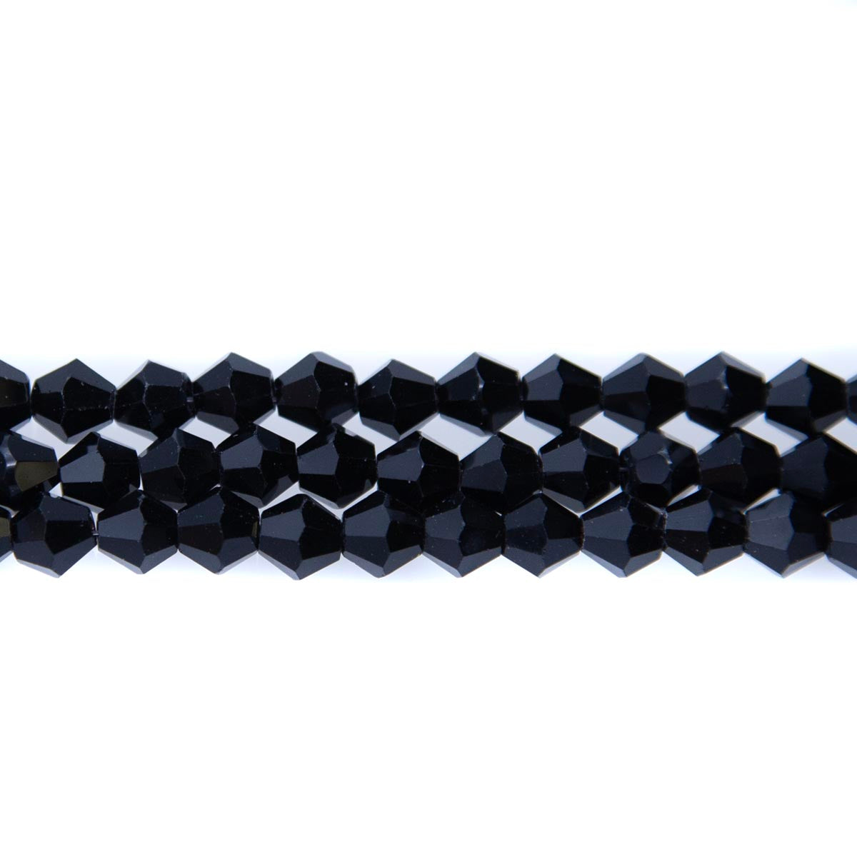 86CG109: 6mm Jet Black Glass Faceted Bicone