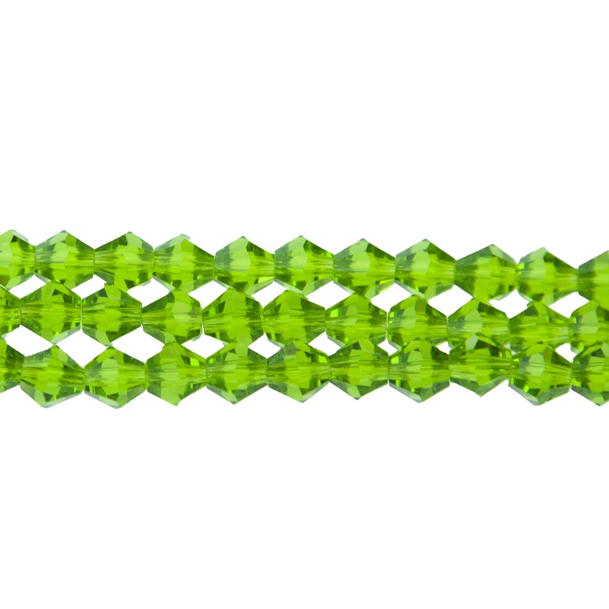 86CG281: 6mm Peridot Glass Faceted Bicone