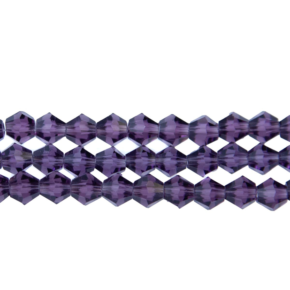 86CG298: 6mm Amethyst Glass Faceted Bicone