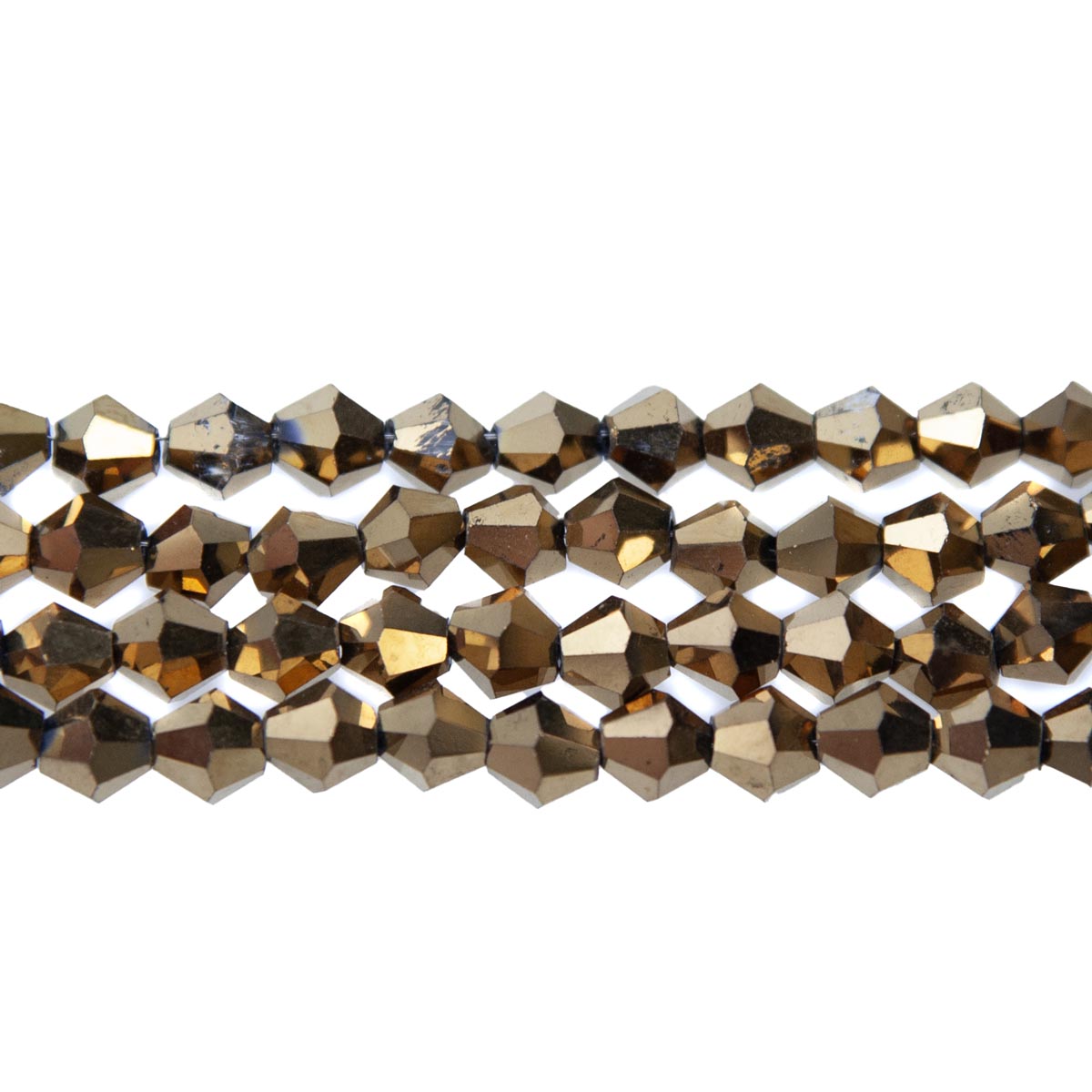 86CG853: 6mm Metallic Gold Glass Faceted Bicone