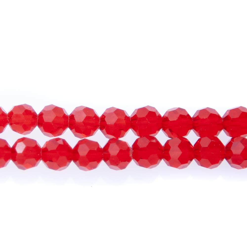 8CG243: 8mm Red Glass Faceted Round
