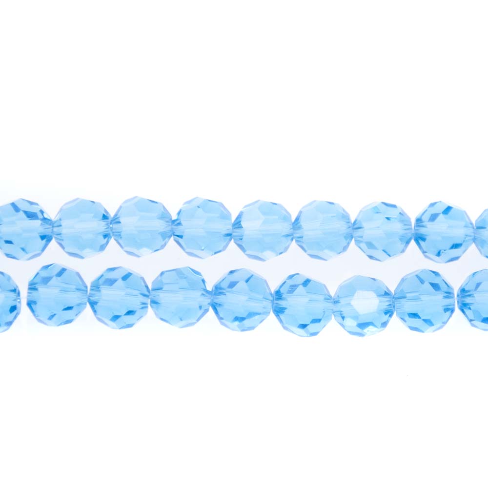 8CG264: 8mm Aquamarine Glass Faceted Round
