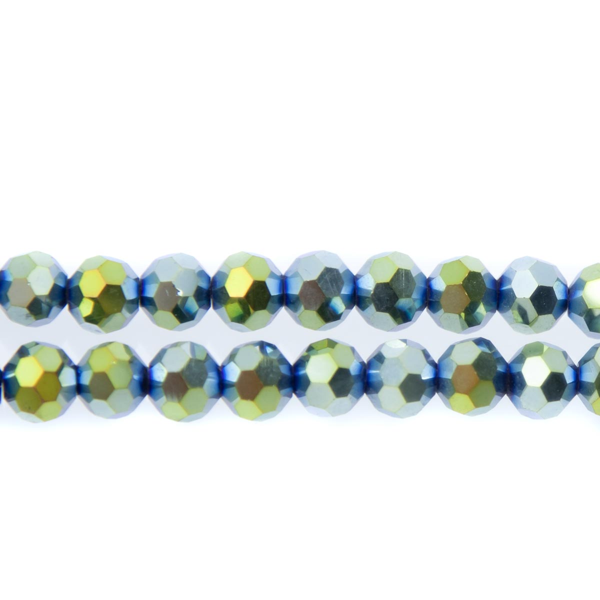 8CG883: 8mm Metallic Green Glass Round