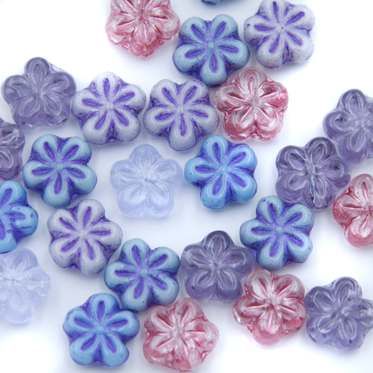 8FL525-3: CZ Flower Mix 8mm 25 Pieces