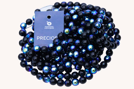 8RD509R: CZ Round Black AB 8mm - 25 Pc