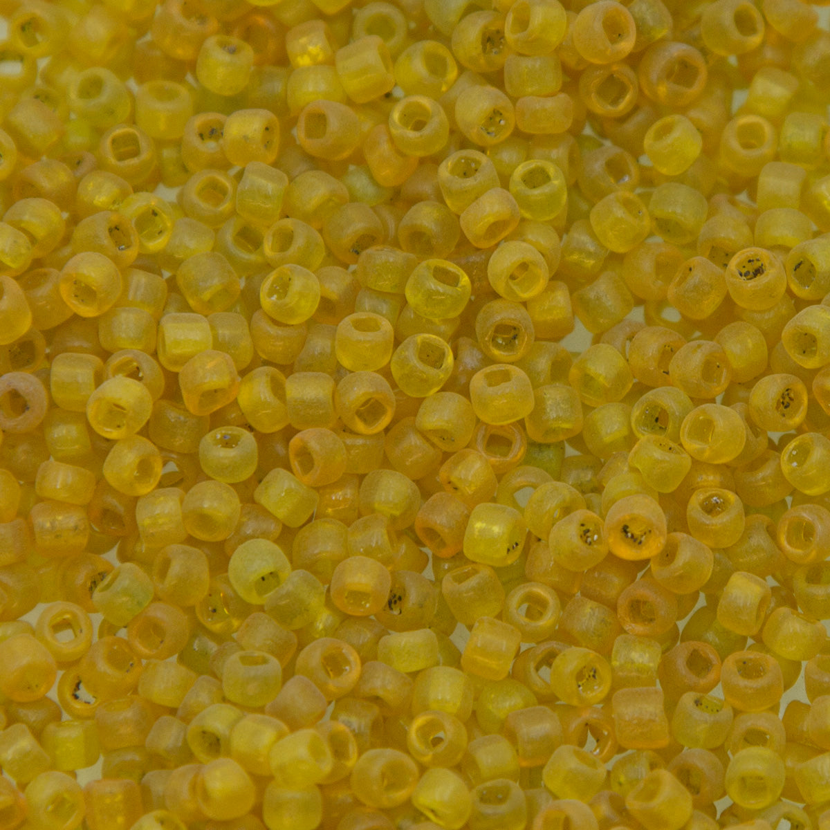 8SV100-36: Vintage Venetian Seed Bead Sq-H Tr Dark Yellow 8/0