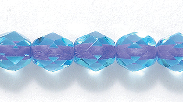 6FC3262-L: CZ Faceted Rd Color Lined Lilac In Aqua 6mm - 300Pc