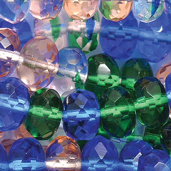 77FR9203: CZ FC Gem Cut Glass Rondell Mix #203 9mm 300PC