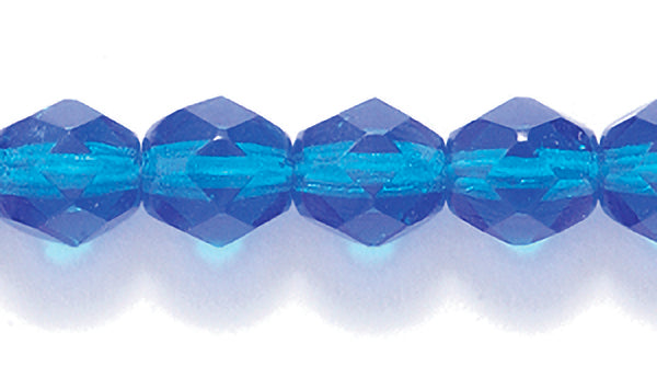 6FC267-D: CZ FACET RD TRANS DK Aqua 6MM-300PC