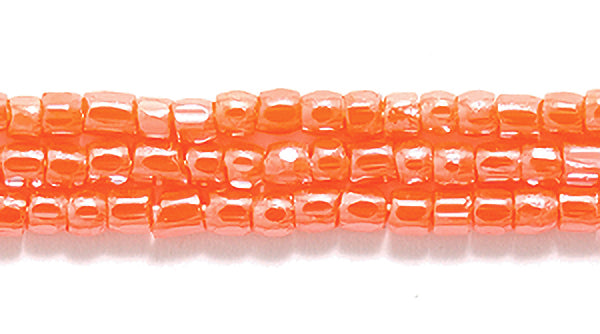 9SC334: CZ Seed Bead 3-cut Opaque Orange Luster 9/0 5HK