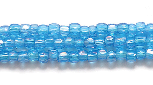 9SC566-T: CZ Seed Bead 3-cut TR DK Aqua Blue AB 9/0 5HK