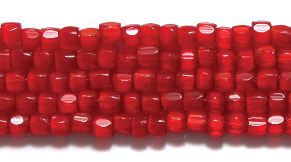 9SC946: CZ Seed Bead 3-cut Satin Red 9/0 5HK