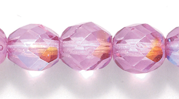 8FC594-AC: CZ FACET RD DK Rose Pink Coated AB 8mm-150PC