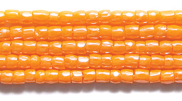 9SC332: CZ Seed Bead 3-cut Opaque LT Orange Luster 9/0 5HK