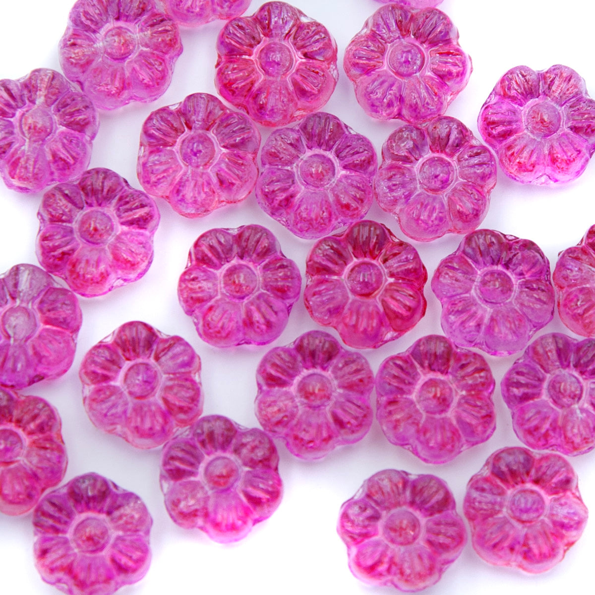 98FL293-C: CZ Flower Pink Coating 8mm 25 Pieces