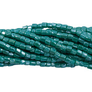 9SC384R: CZ Seed Bead 3-cut Opaque Green Luster 9/0 1 Hank