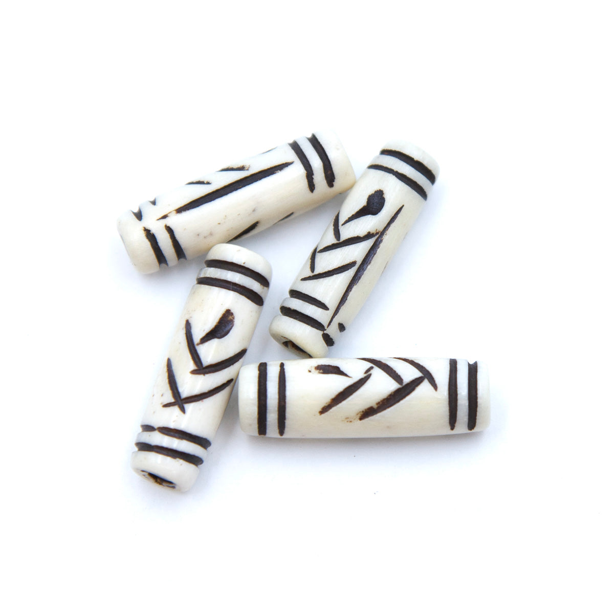 BN275-37: Bone Carved Tube With Design 8x24mm 20 Pieces