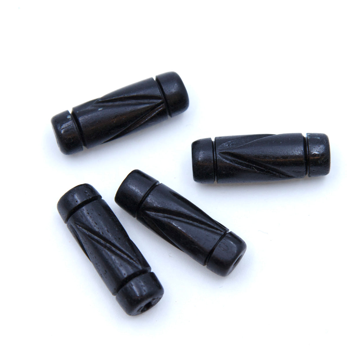 BN275-6: Bone Carved Tube Black 24mm Average 20 Pieces