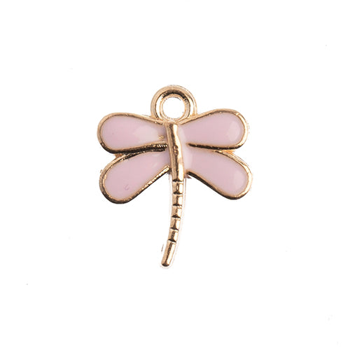 DZ0464-00: Zinc Charm 13x16mm Dragonfly Pink 10PPK