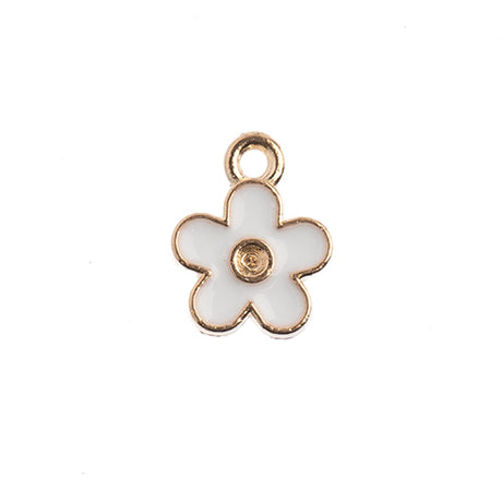 DZ0464-03: Zinc Charm 10x12mm Small Flower White 10PPK