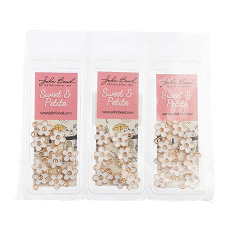 DZ0464-03: Zinc Charm 10x12mm Small Flower White 10PPK