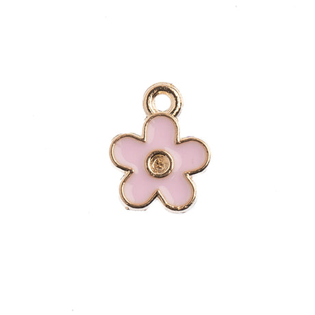 DZ0464-04: Zinc Charm 10x12mm Small Flower Pink 10PPK