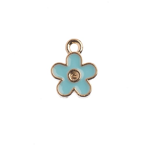 DZ0464-05: Zinc Charms 10x12mm Small Flower Blue - 10PPK