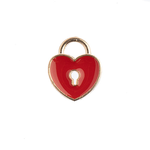 DZ0464-14: Zinc Charm 11x13mm Heart Locket Red 10PPK