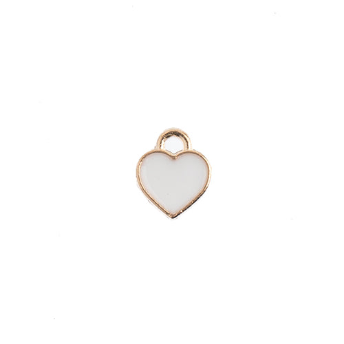 DZ0464-23: Zinc Charm 7x8mm Small Hearts White 10PPK
